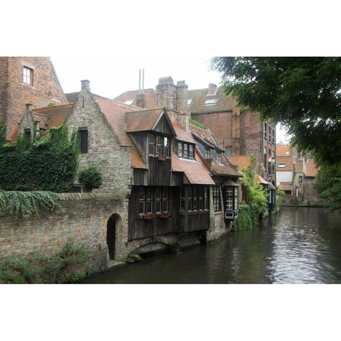 Brugge II Black Modern Wood Framed Art Print with Double Matting by Johnson, George