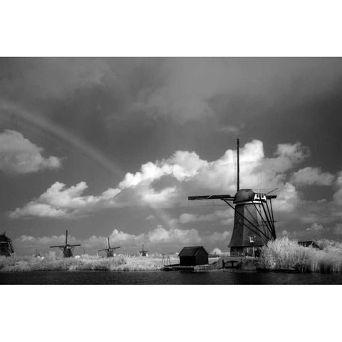 Windmill I Black Modern Wood Framed Art Print with Double Matting by Johnson, George