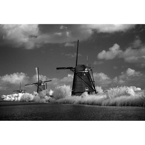 Windmill II Black Modern Wood Framed Art Print with Double Matting by Johnson, George