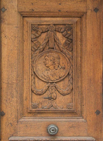 Regensburg Carved Door Black Ornate Wood Framed Art Print with Double Matting by Johnson, George