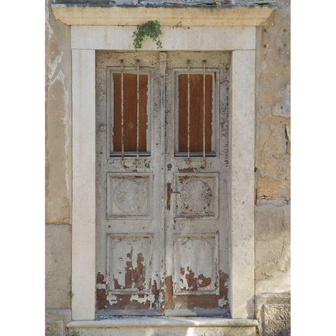 Dubrovnik Wood Door Black Modern Wood Framed Art Print with Double Matting by Johnson, George