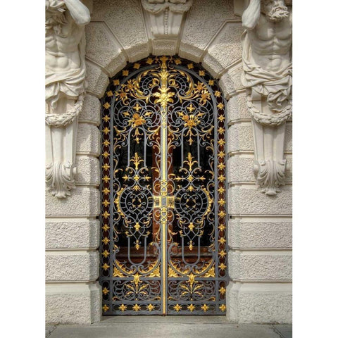 Schloss Linderhof Door White Modern Wood Framed Art Print by Johnson, George