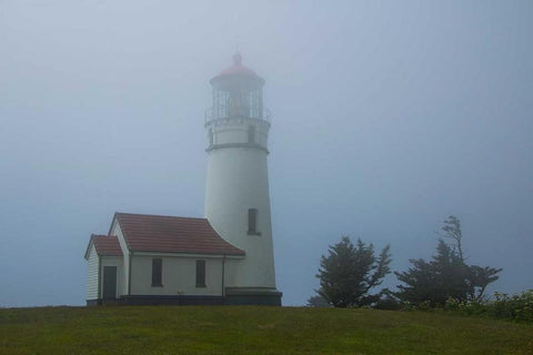 Cape Blanco Lighthouse Black Ornate Wood Framed Art Print with Double Matting by Johnson, George