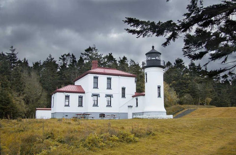 Admiralty Head Lighthouse White Modern Wood Framed Art Print with Double Matting by Johnson, George