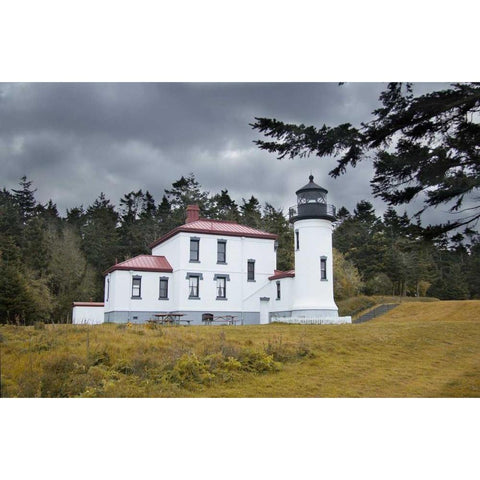 Admiralty Head Lighthouse Gold Ornate Wood Framed Art Print with Double Matting by Johnson, George