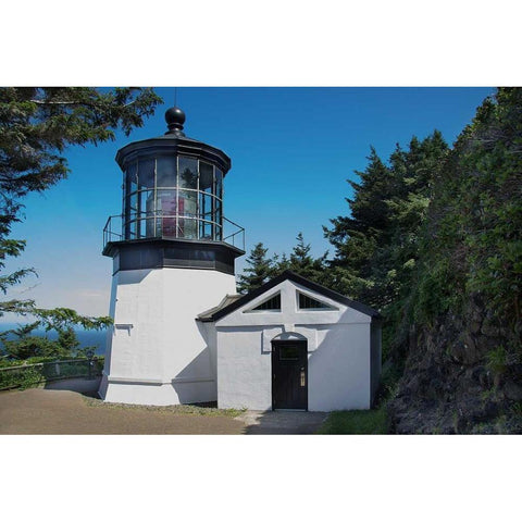 Cape Mears Lighthouse White Modern Wood Framed Art Print by Johnson, George