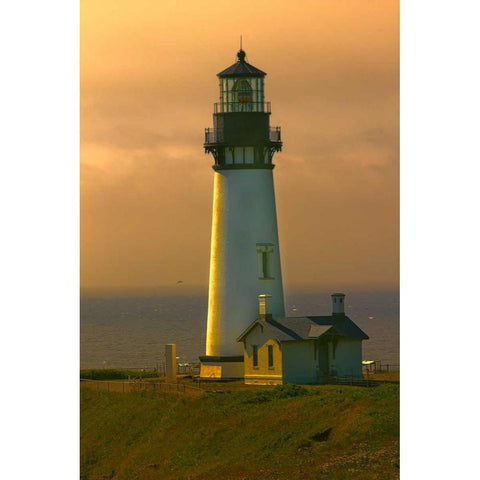 Yaquina Head Lighthouse White Modern Wood Framed Art Print by Johnson, George