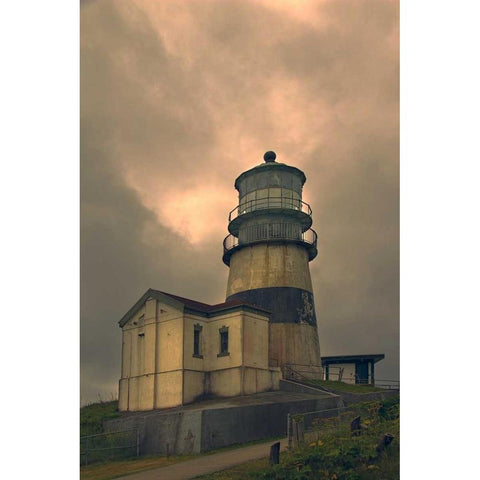 Cape Disappointment Lighthouse White Modern Wood Framed Art Print by Johnson, George