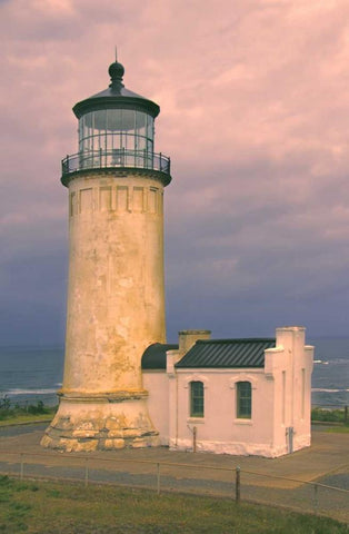 North Head Lighthouse Black Ornate Wood Framed Art Print with Double Matting by Johnson, George