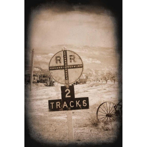 Two Tracks Gold Ornate Wood Framed Art Print with Double Matting by Johnson, George