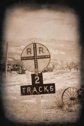 Two Tracks Black Ornate Wood Framed Art Print with Double Matting by Johnson, George