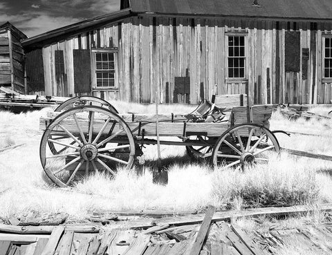 Bodie Wagon White Modern Wood Framed Art Print with Double Matting by Johnson, George