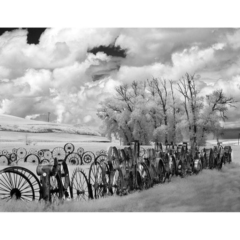 Wheel Fence the Palouse White Modern Wood Framed Art Print by Johnson, George