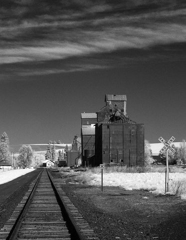 Railroad Grain Storage White Modern Wood Framed Art Print with Double Matting by Johnson, George