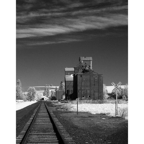 Railroad Grain Storage White Modern Wood Framed Art Print by Johnson, George