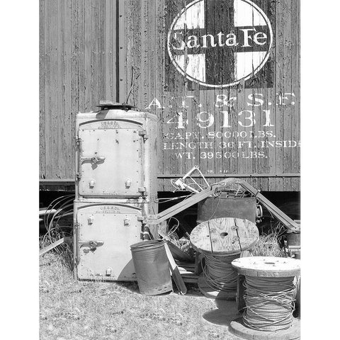 Santa Fe Out of Service Black Modern Wood Framed Art Print with Double Matting by Johnson, George