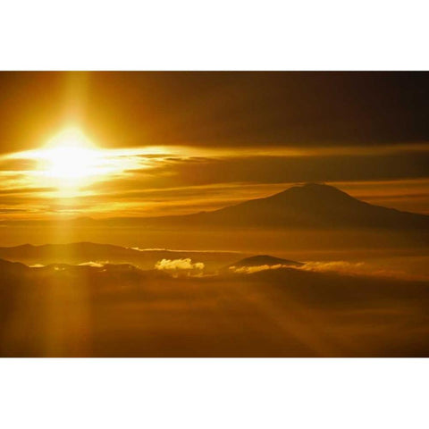 Rainier Sunset I Black Modern Wood Framed Art Print with Double Matting by Kidd, Brian
