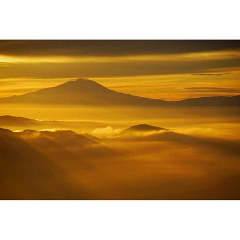 Rainier Sunset II Black Modern Wood Framed Art Print by Kidd, Brian