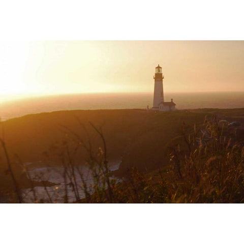 Yaquina Sunset White Modern Wood Framed Art Print by Kidd, Brian