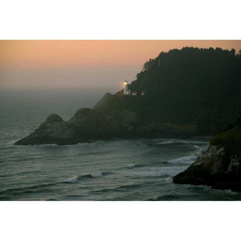 Heceta Sunset Gold Ornate Wood Framed Art Print with Double Matting by Kidd, Brian