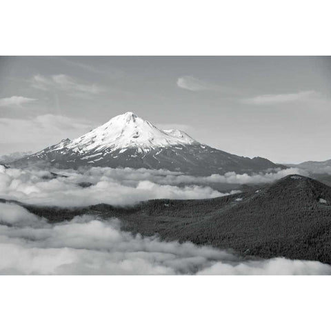BW Mt. Shasta Black Modern Wood Framed Art Print with Double Matting by Kidd, Brian