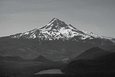 BW Mt. Hood White Modern Wood Framed Art Print with Double Matting by Kidd, Brian