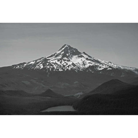 BW Mt. Hood Gold Ornate Wood Framed Art Print with Double Matting by Kidd, Brian