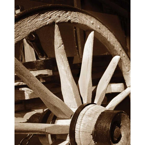 Wagon Wheel III White Modern Wood Framed Art Print by Larson, Scott