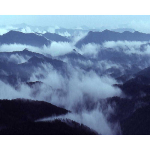 Smokey Mountains I White Modern Wood Framed Art Print by Larson, Scott