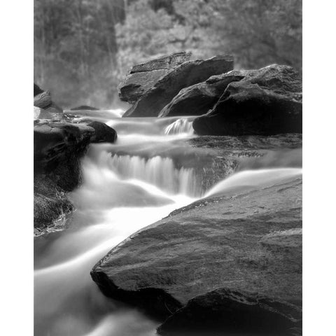 Moving Water IV Black Modern Wood Framed Art Print with Double Matting by Larson, Scott