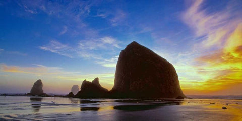 Cannon Beach VI White Modern Wood Framed Art Print with Double Matting by Leahy, Ike