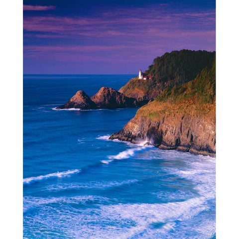 Heceta Head Lighthouse Gold Ornate Wood Framed Art Print with Double Matting by Leahy, Ike