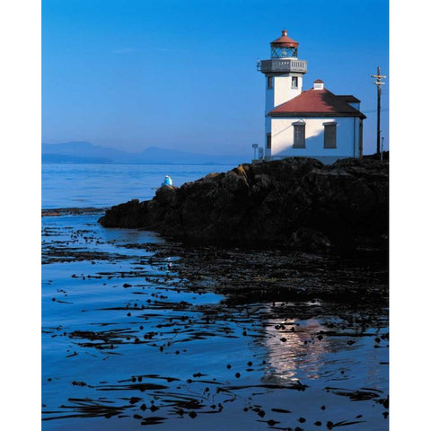 Limekiln Lighthouse White Modern Wood Framed Art Print by Leahy, Ike