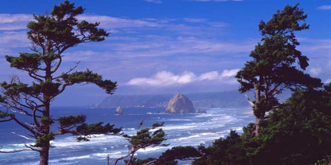 Cannon Beach XI White Modern Wood Framed Art Print with Double Matting by Leahy, Ike