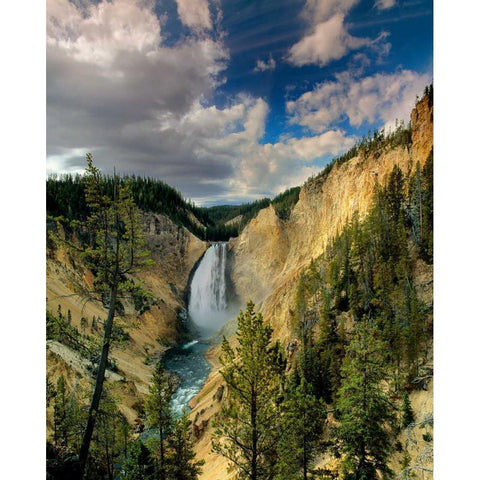 Yellowstone Falls Black Modern Wood Framed Art Print with Double Matting by Leahy, Ike