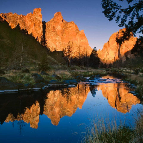 Smith Rock State Park Black Ornate Wood Framed Art Print with Double Matting by Leahy, Ike