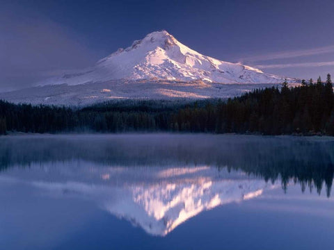 Mt. Hood I White Modern Wood Framed Art Print with Double Matting by Leahy, Ike
