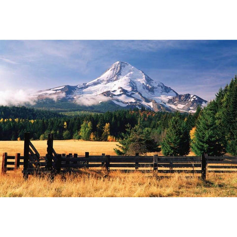 Mt. Hood X Gold Ornate Wood Framed Art Print with Double Matting by Leahy, Ike