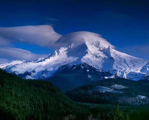 Mt. Hood XII Black Ornate Wood Framed Art Print with Double Matting by Leahy, Ike