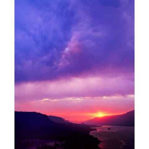 Columbia River Gorge II Gold Ornate Wood Framed Art Print with Double Matting by Leahy, Ike