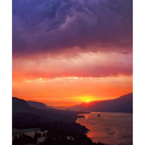 Columbia River Gorge III Black Modern Wood Framed Art Print with Double Matting by Leahy, Ike