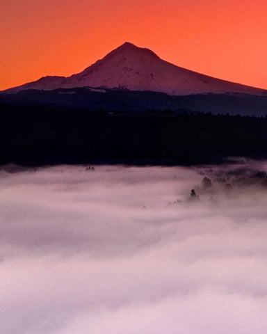 Mt. Hood XX White Modern Wood Framed Art Print with Double Matting by Leahy, Ike