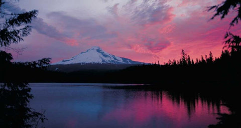 Mt. Hood XXX Black Ornate Wood Framed Art Print with Double Matting by Leahy, Ike