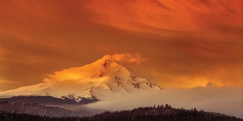 Mt. Hood XXXII White Modern Wood Framed Art Print with Double Matting by Leahy, Ike