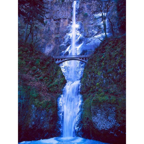 Multnomah Falls Winter Black Modern Wood Framed Art Print with Double Matting by Leahy, Ike