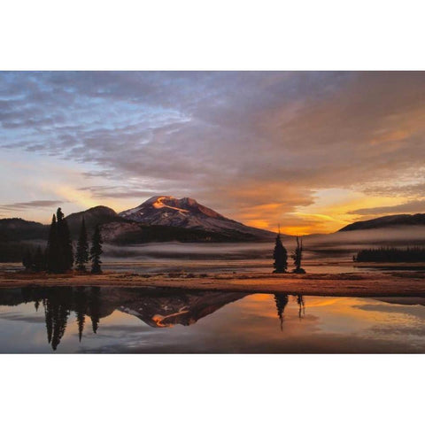 October Sunrise Black Modern Wood Framed Art Print with Double Matting by Leahy, Ike