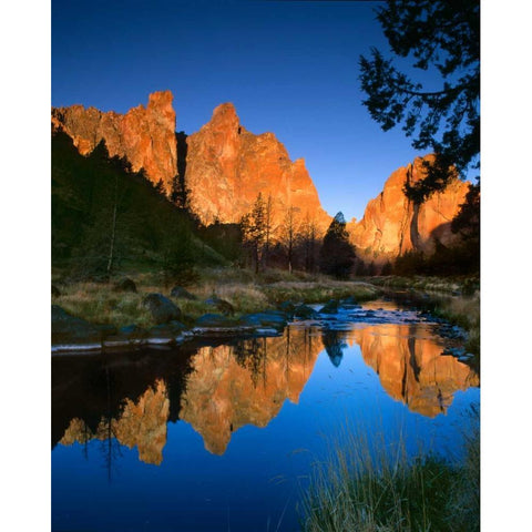 Smith Rock Vertical Gold Ornate Wood Framed Art Print with Double Matting by Leahy, Ike