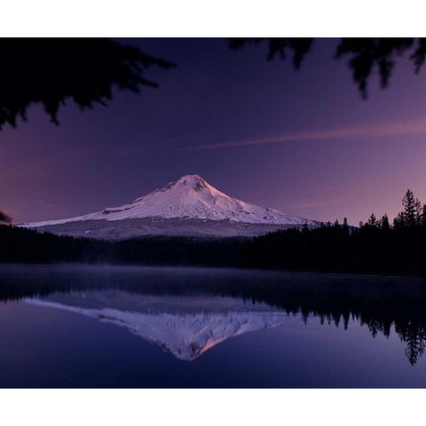 Trillium Lake Black Modern Wood Framed Art Print with Double Matting by Leahy, Ike