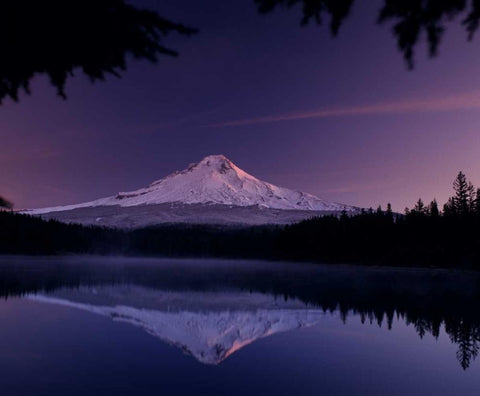 Trillium Lake White Modern Wood Framed Art Print with Double Matting by Leahy, Ike