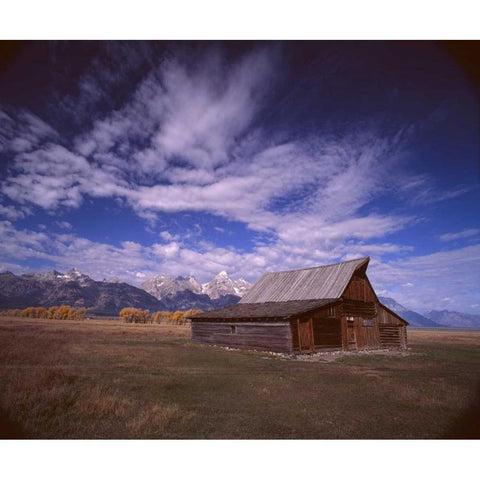 Barn Mormon Row Gold Ornate Wood Framed Art Print with Double Matting by Leahy, Ike